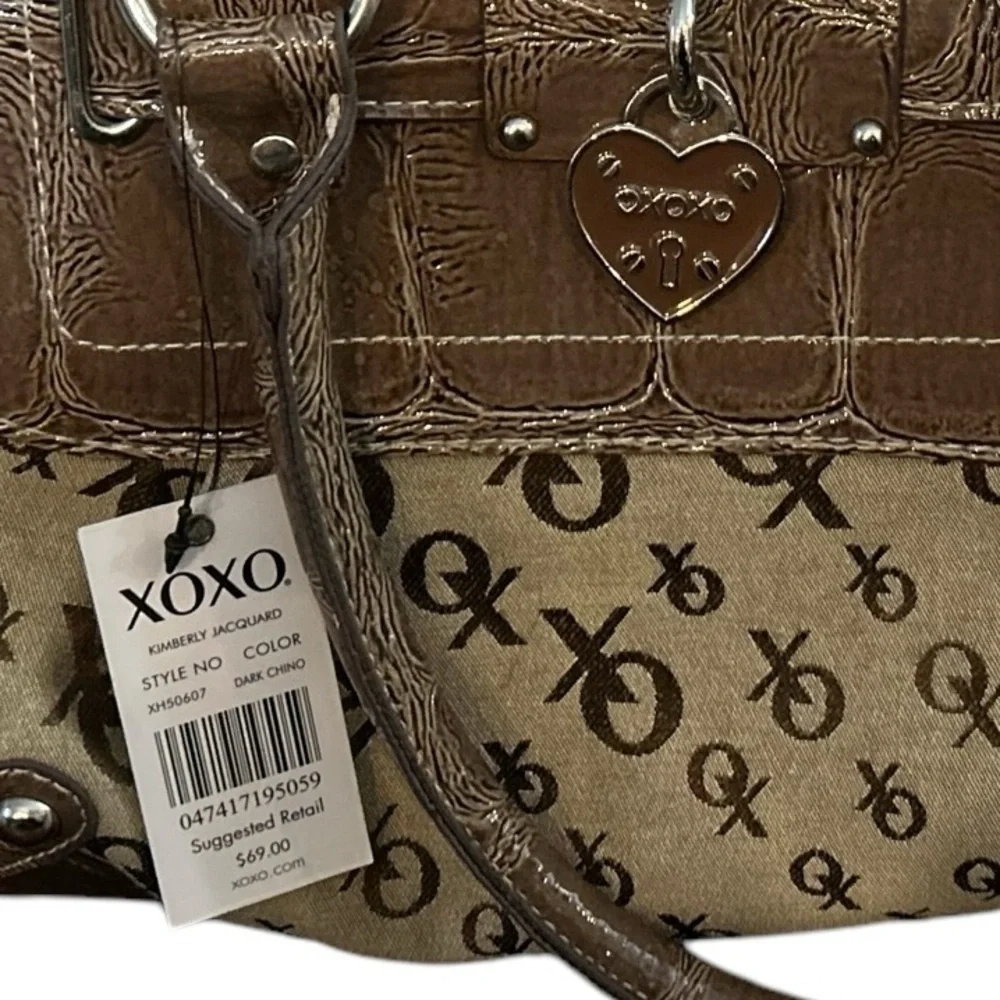XOXO‎ Women's Satchel Handbag Dark Cognac with Heart Charm